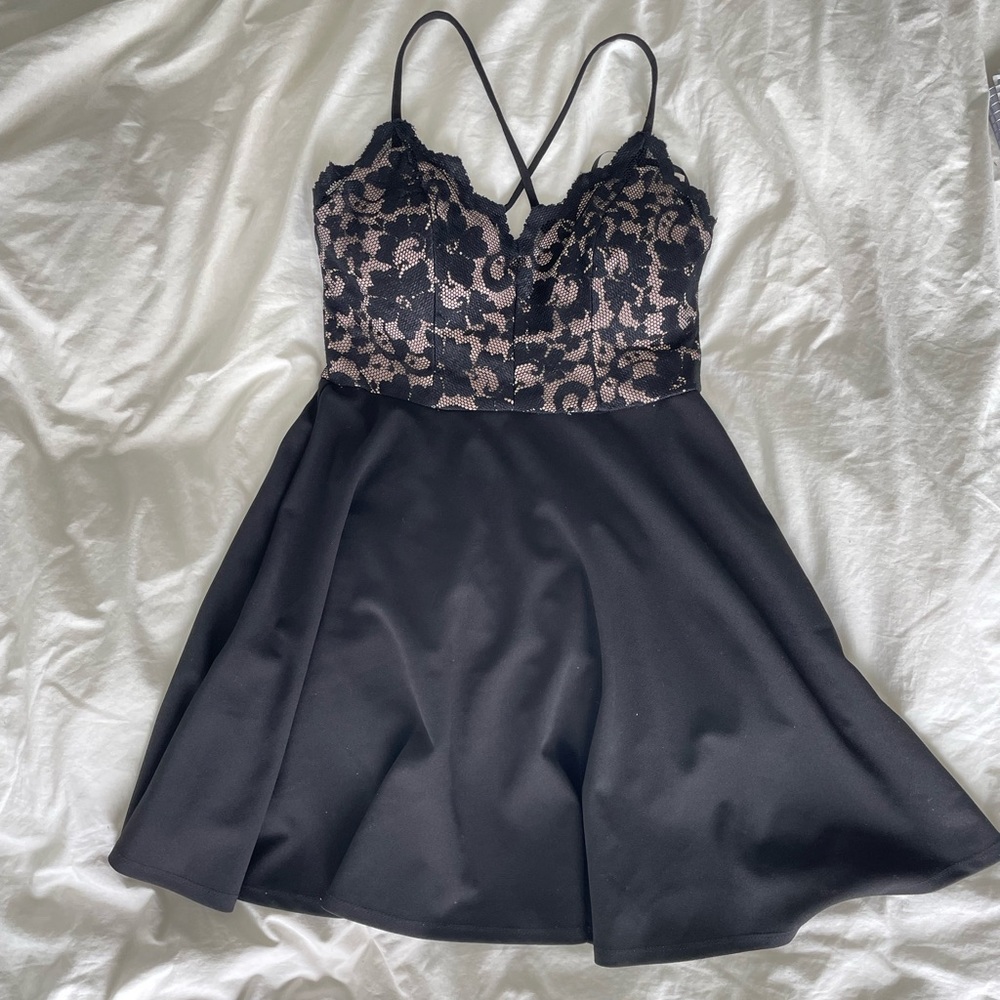 Black & nude lace semi formal dress.